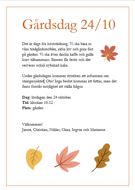 Välkommen till höstens gårdsdag 24/10